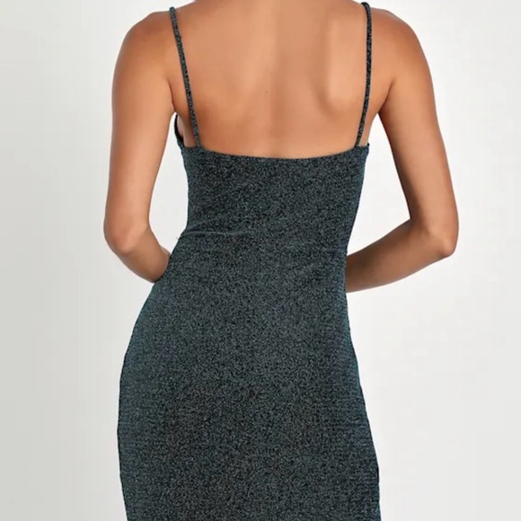 Lulu’s Metallic Teal Bodycon Dress Size XS - Picture 3 of 16